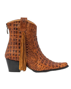 Manchester Brown Short Fringed Bootie