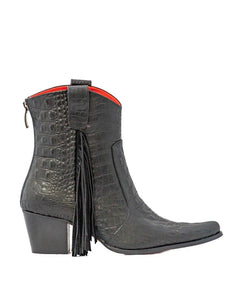 Manchester Black Short Fringed Bootie