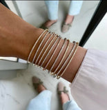 Diamond Veneer Travel Jewelry - Stackable Cubic Zirconia Sterling Silver Bangle Bracelet: Gold