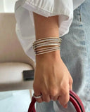 Diamond Veneer Travel Jewelry - Stackable Cubic Zirconia Sterling Silver Bangle Bracelet: Gold