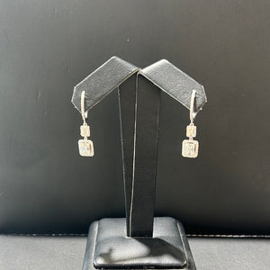 0.80CTW ROUND 7 BAGUETTE EMETTE DROP EARRINGS