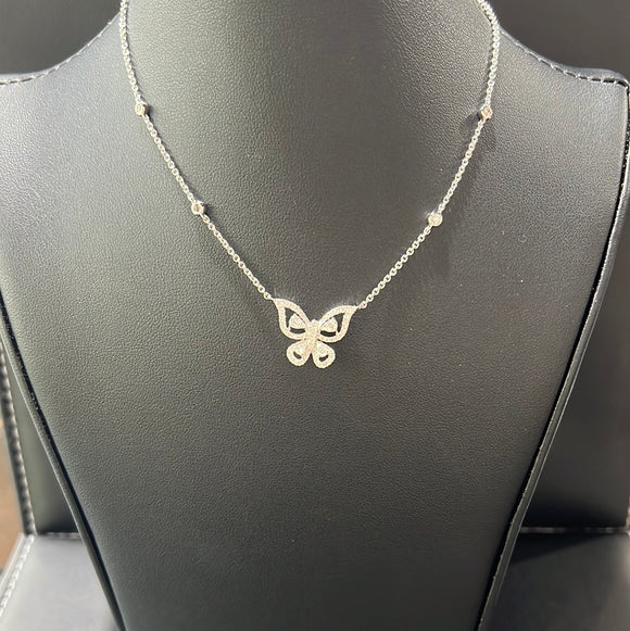 Butterfly necklace 0.57ct rd 18”