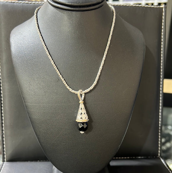 Onyx and diamond necklace
