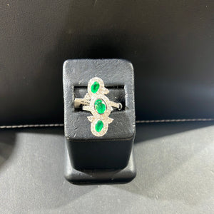 Three stone emerald Diamond ring
